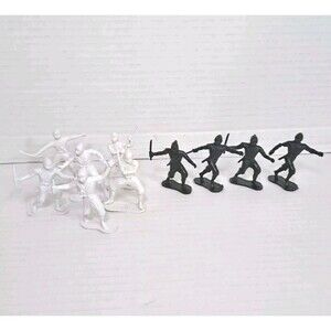 Lot of 10 Vtg Plastic Toy Ninjas Petalo Greek Black & White Plastic Toys Toy